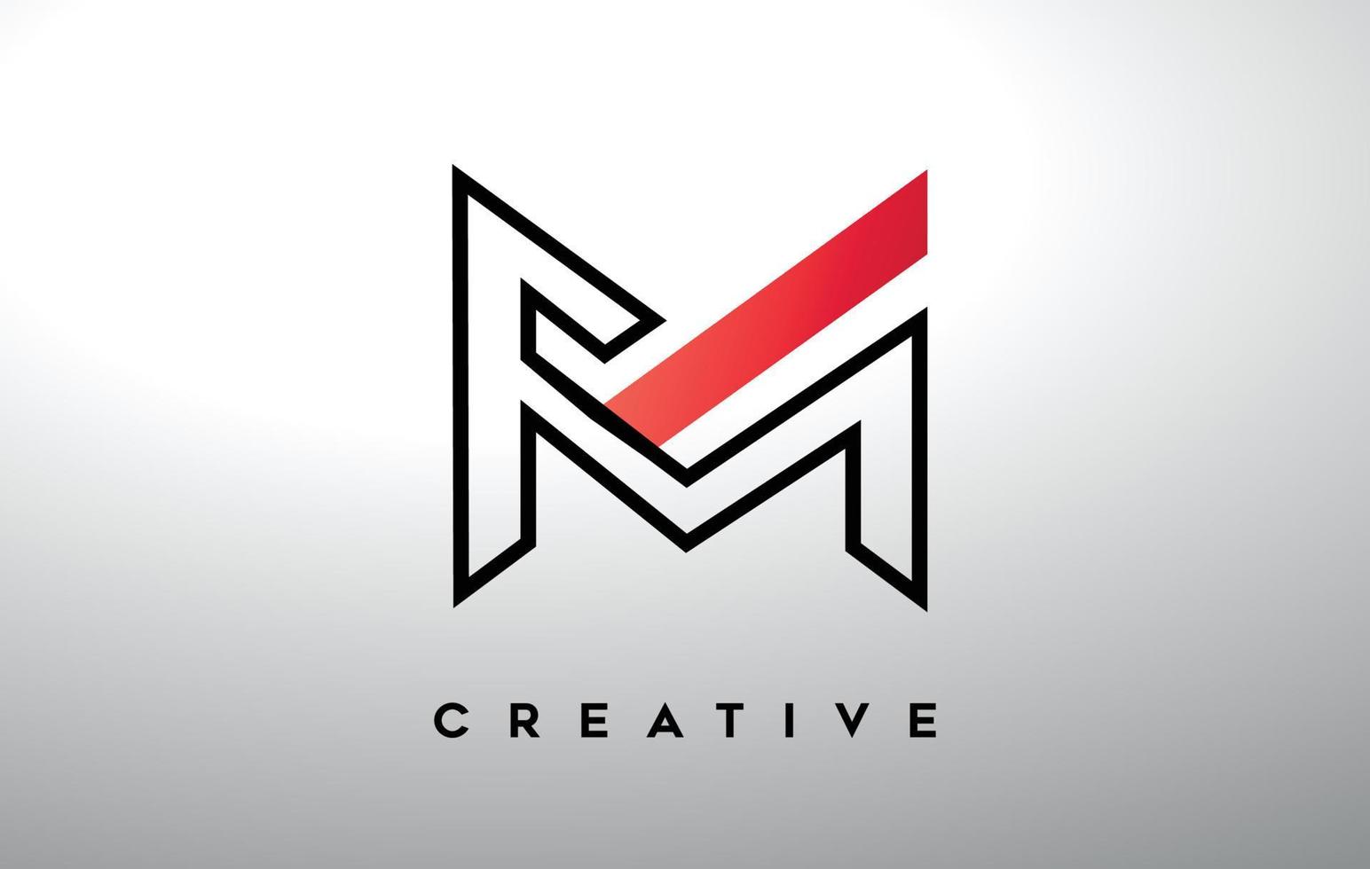 lettre m avec contour noir et dégradé de couleurs rouges. création de logo de lettre moderne créative. vecteur