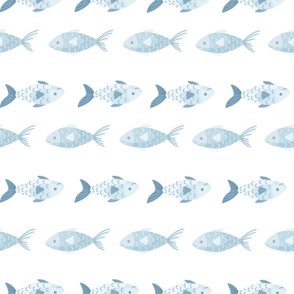 poisson modèle sans couture sur fond blanc. ornement moderne avec des animaux marins. vecteur