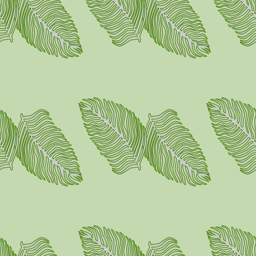 modèle sans couture de feuille de palmier organique avec impression de feuillage dessiné à la main. fond de couleur simple. illustration vectorielle pour le textile saisonnier. vecteur