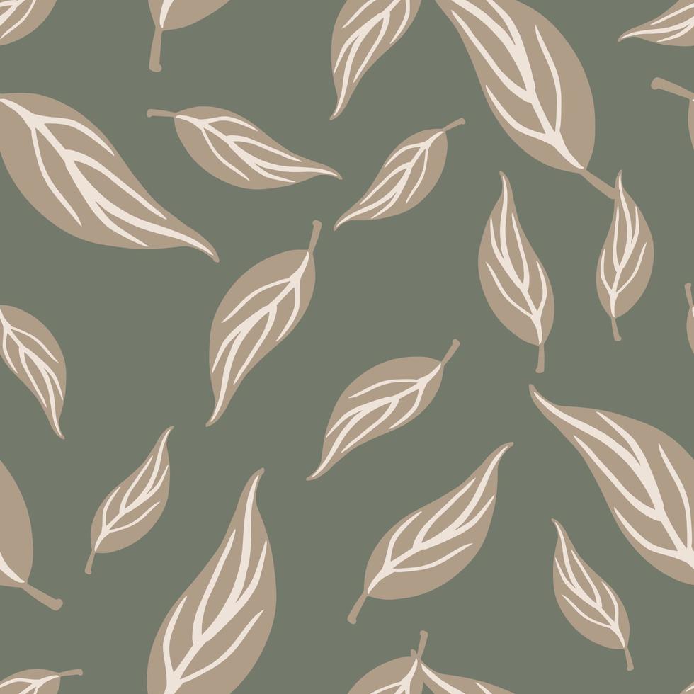 motif harmonieux pâle aléatoire avec des silhouettes de feuilles de contour simples. oeuvre de tons gris. vecteur