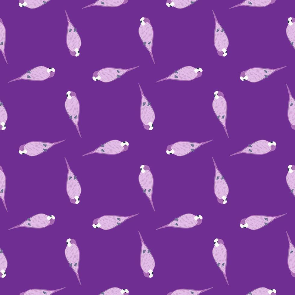 motif abstrait géométrique sans couture avec impression de doodle perroquet. fond violet. toile de fond du zoo. vecteur