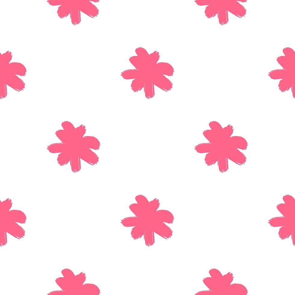 motif isolé sans couture de style doodle simple avec des éléments de bourgeon de fleur de couleur rose. fond blanc. vecteur