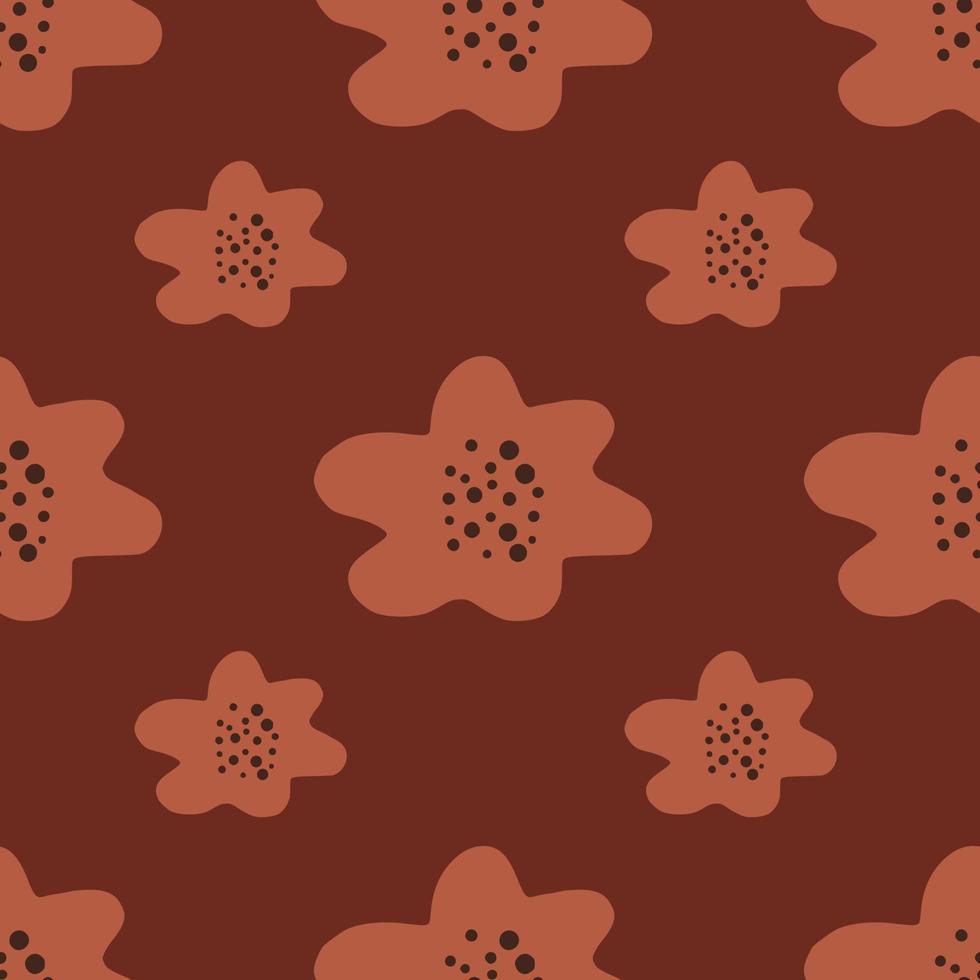 motif botanique harmonieux de flore avec impression de silhouettes de fleurs simples. palette marron. impression créative. vecteur