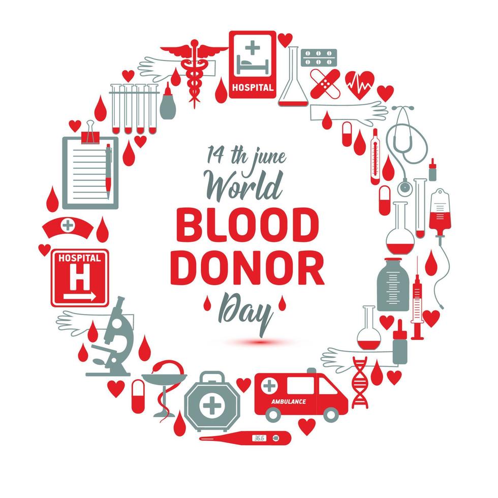 illustration vectorielle du concept de don de sang pour la journée mondiale du don de sang-14 juin. vecteur