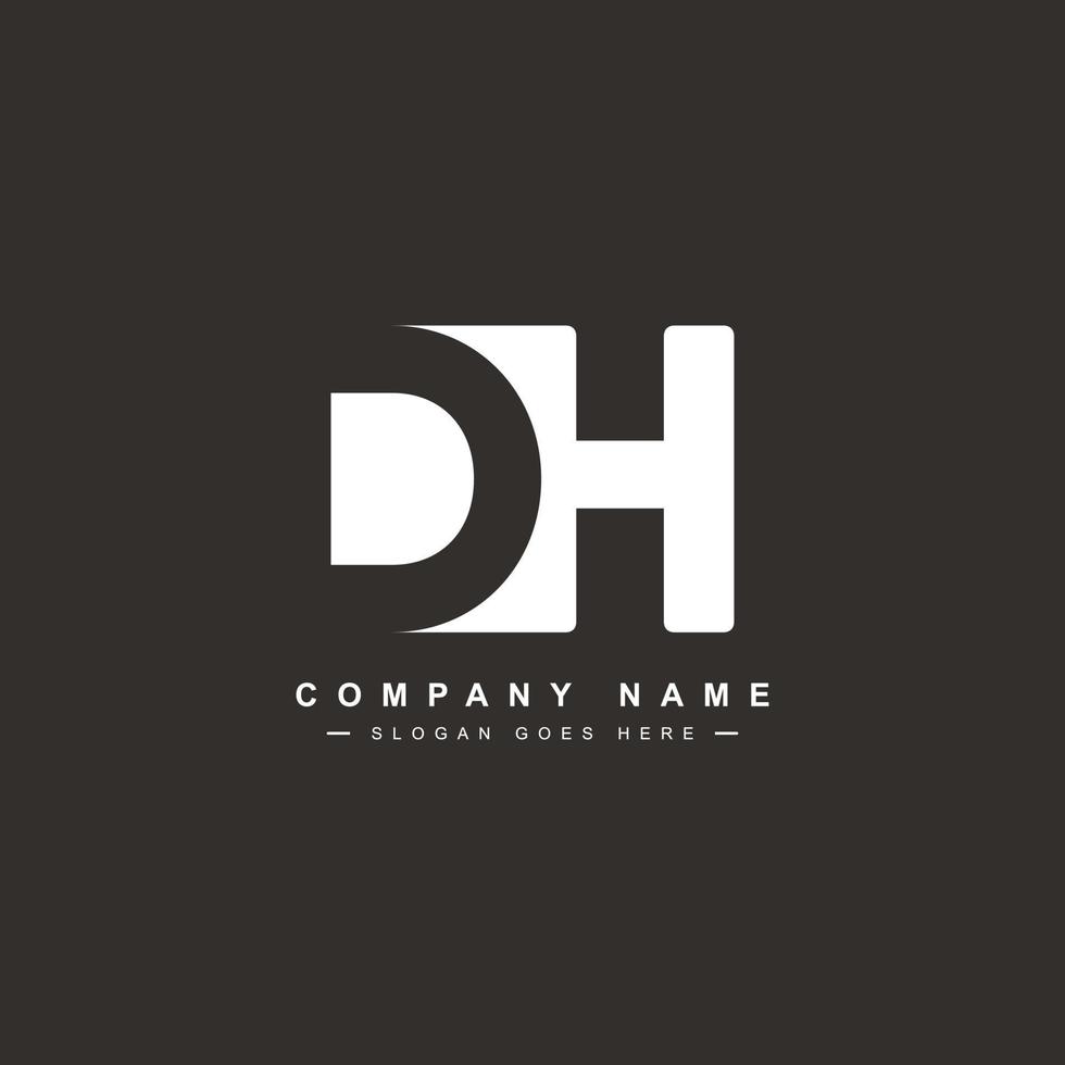 lettre initiale logo dh - logo d'entreprise simple vecteur