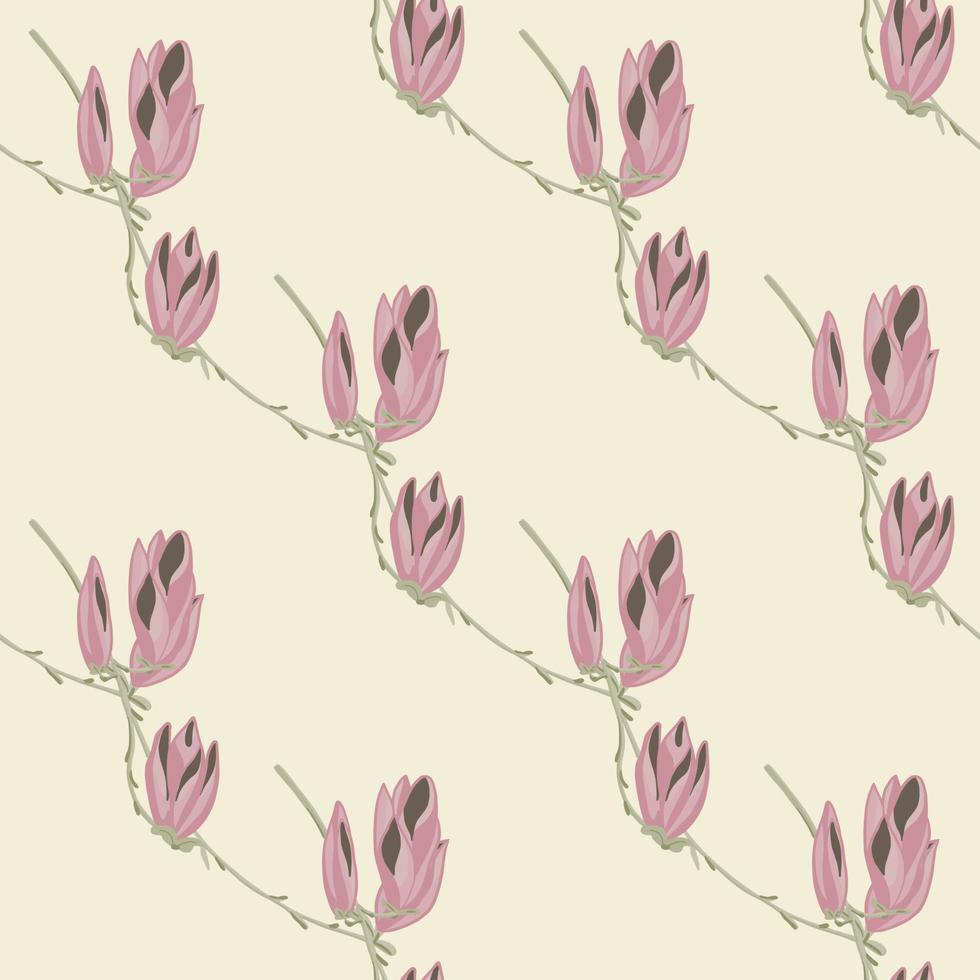 magnolias de modèle sans couture sur fond pastel. bel ornement avec des fleurs. vecteur