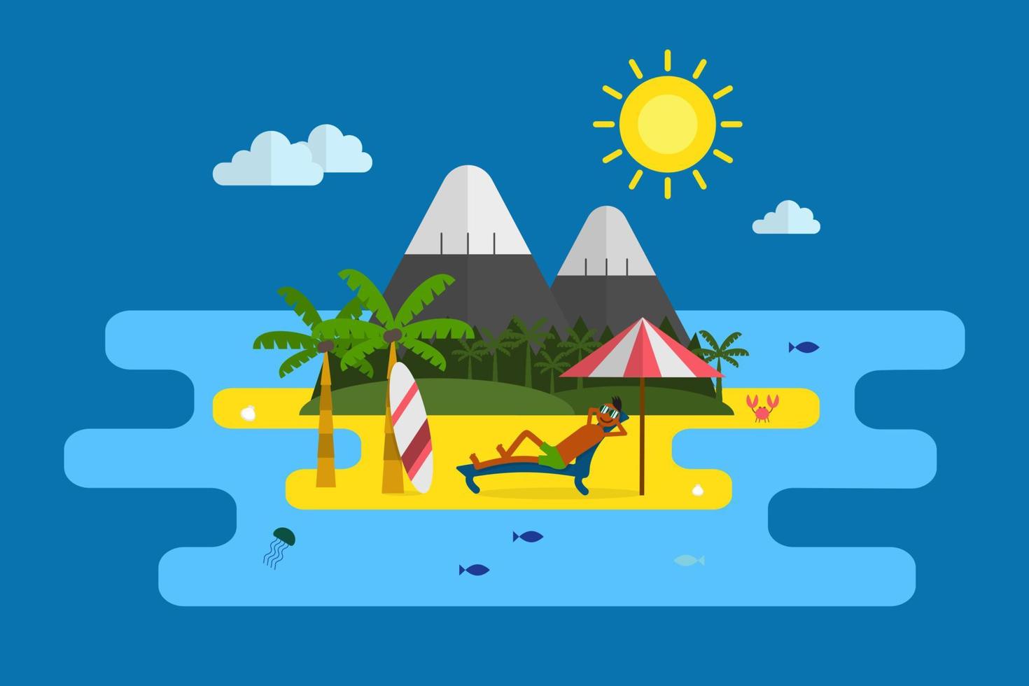 carte postale vacances île tropicale vecteur