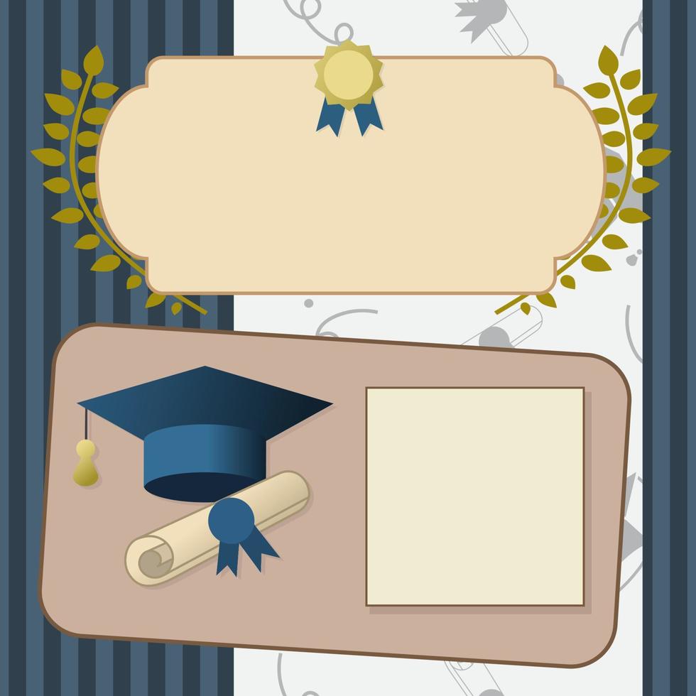 certificat vintage d'invitation à l'obtention du diplôme d'or vecteur