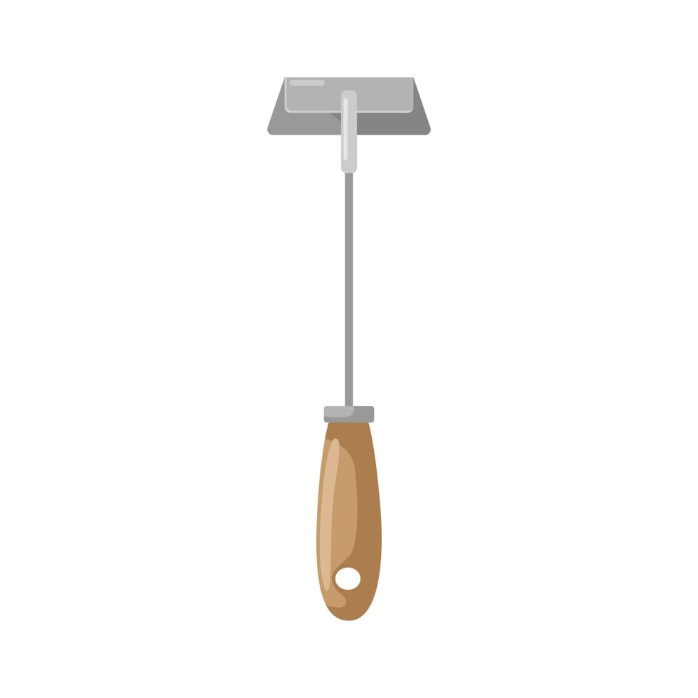 outil de jardin houe sur fond blanc isolé. houe en métal avec main en bois dans un style plat. conception d'outils de jardin. vecteur