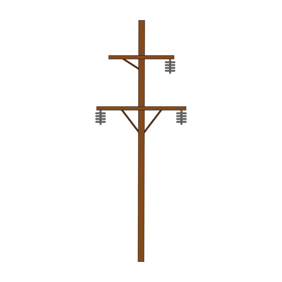 icône de ligne électrique en bois. illustration de conception de vecteur plat de ligne électrique isolée