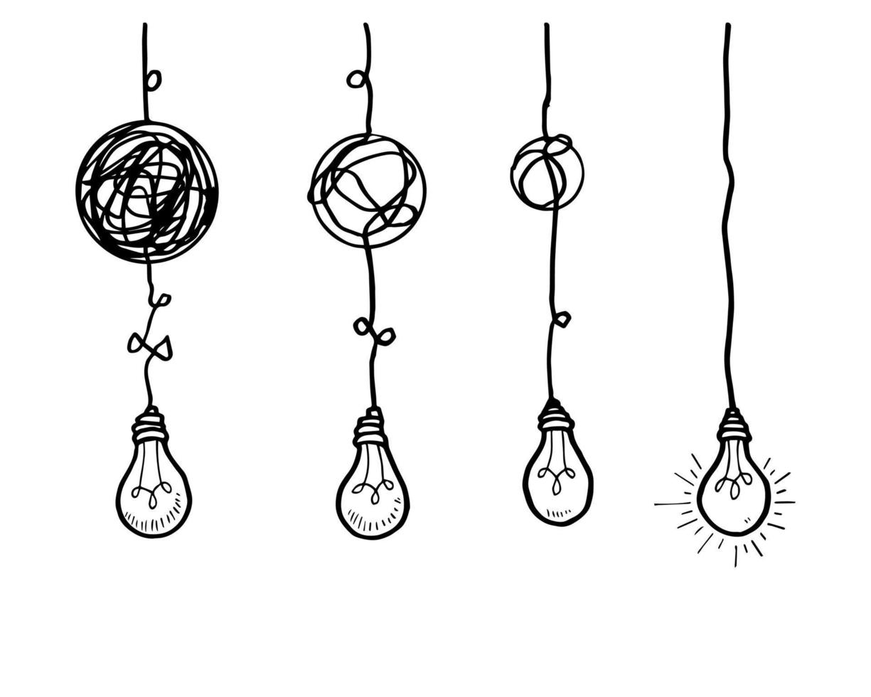 clarté de confusion ou concept d'idée de vecteur de chemin. simplifier le complexe. illustration vectorielle de griffonnage.