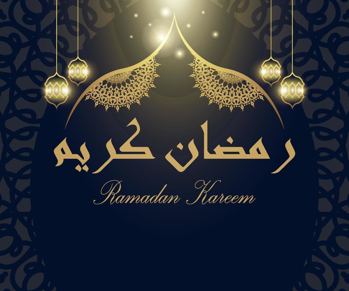 illustration d'affiche sur le thème du ramadan, fond sombre, lustre, idéal pour les bannières et les modèles de conception de cartes de voeux de luxe pour le ramadan mubarak vecteur