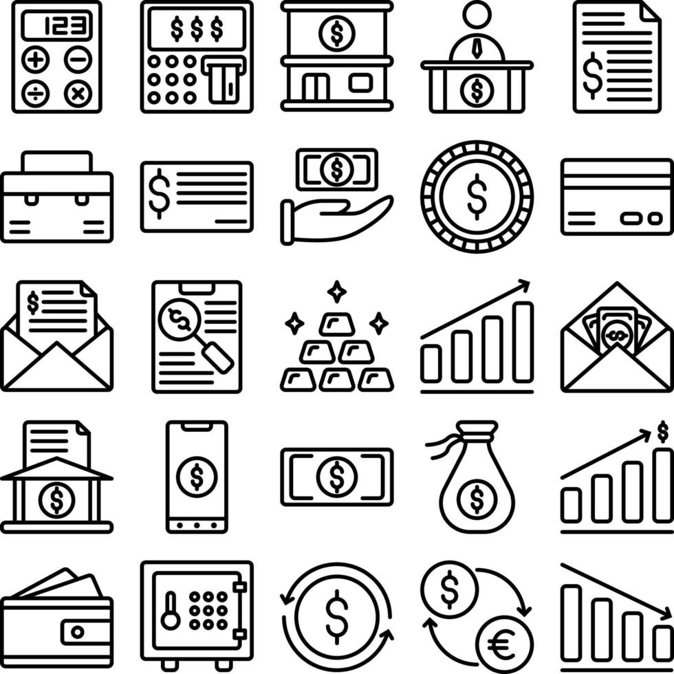 icônes de devise dans le style de ligne à toutes fins parfaites pour la présentation de l'application mobile du site Web vecteur