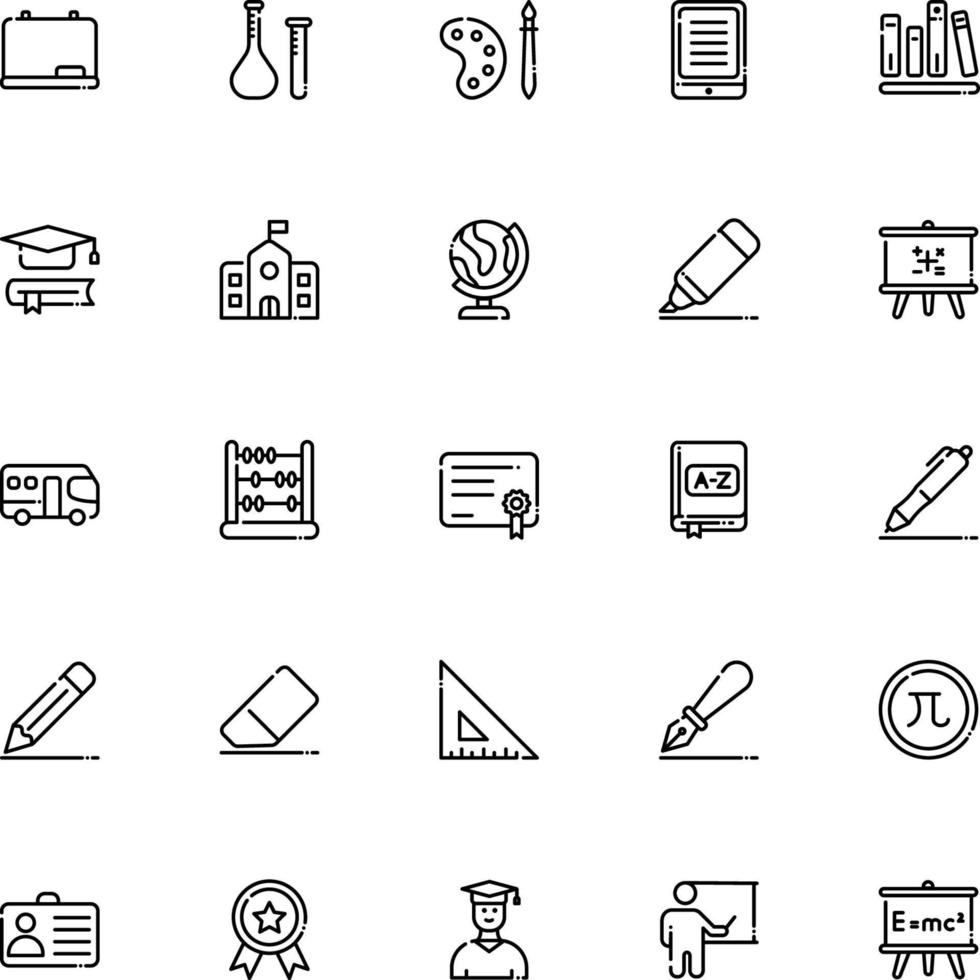 icônes d'éducation dans le style de ligne à toutes fins parfaites pour la présentation de l'application mobile du site web vecteur