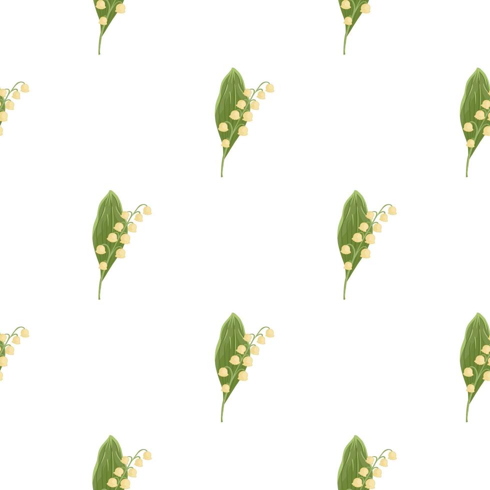 motif floral harmonieux de nature printanière avec ornement de muguet vert et rose. toile de fond isolée. vecteur