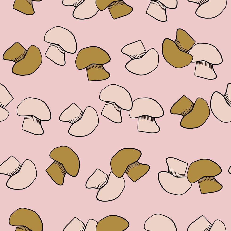 motif harmonieux abstrait de champignon abstrait aléatoire dans un style simple. palette pastel rose. vecteur