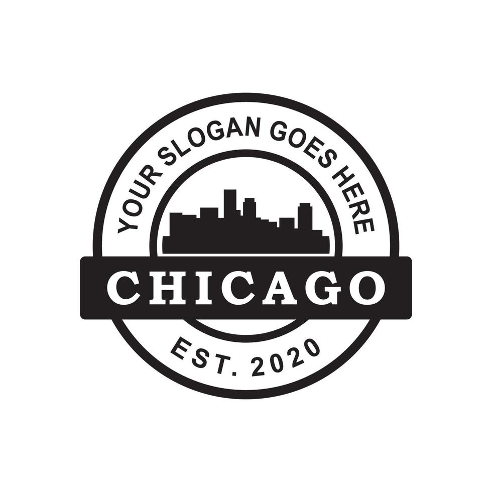 vecteur de silhouette d'horizon de chicago, logo de l'Amérique