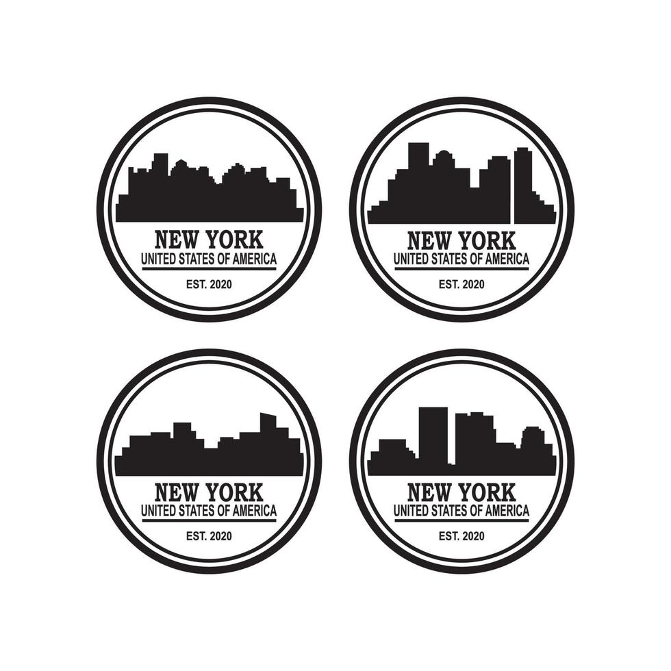 un ensemble de vecteur skyline new york, un ensemble de logo gratte-ciel amérique