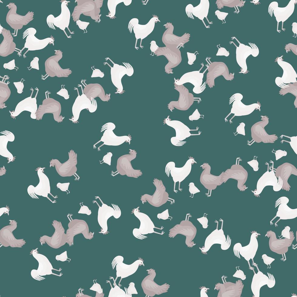 modèle sans couture de famille de poulet. animaux domestiques sur fond coloré. illustration vectorielle pour le textile. vecteur