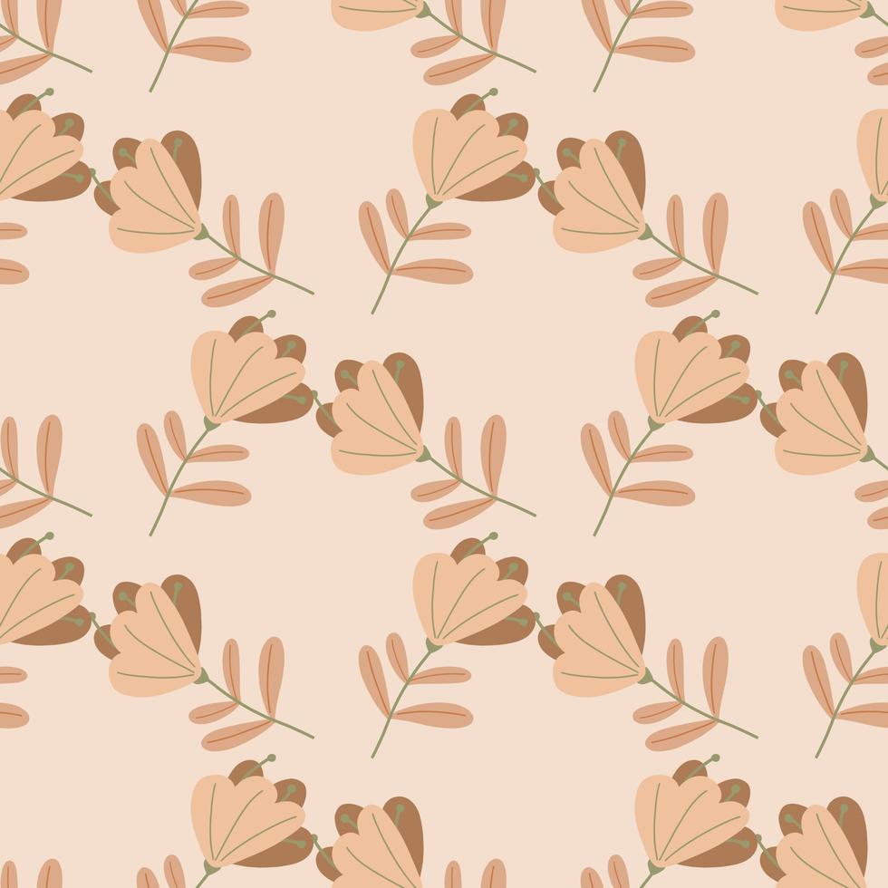 motif sans couture de style géométrique avec imprimé de fleurs simples de couleur beige dessinés à la main. imprimé floral. vecteur