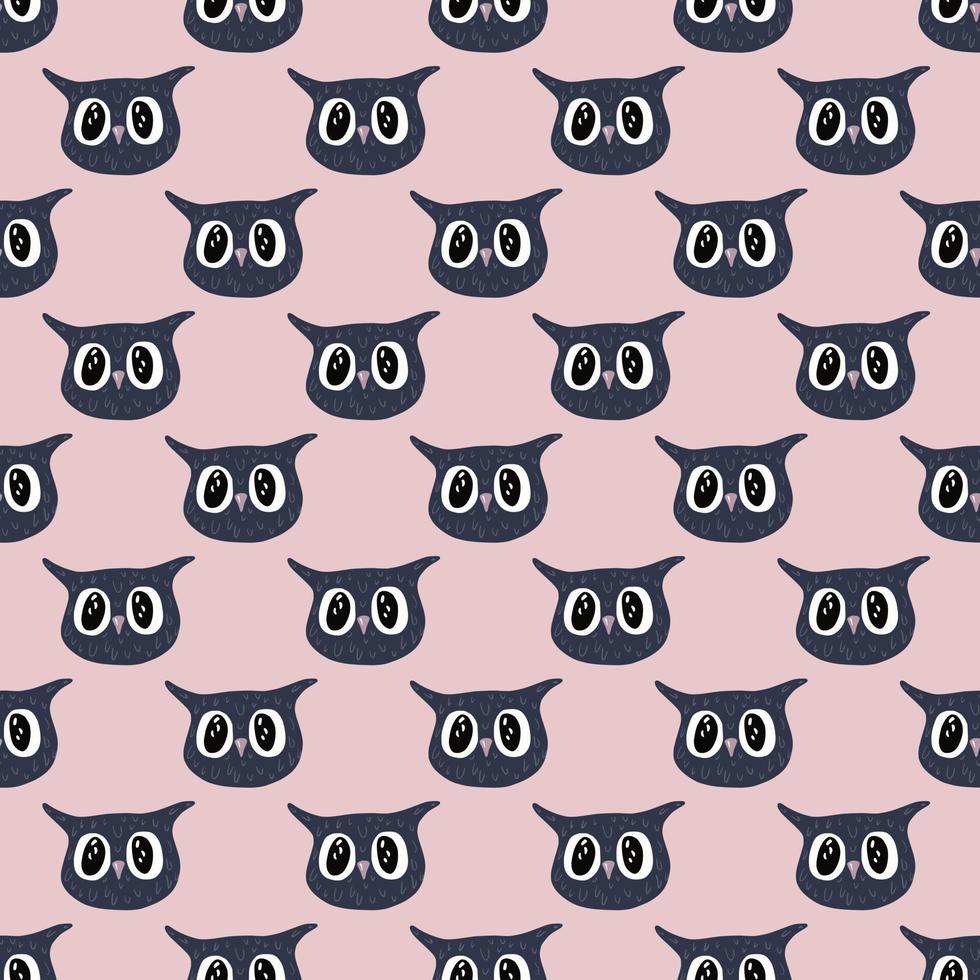 motif de hibou sans couture dans un style à main levée. tête d'animaux sur fond coloré. illustration vectorielle pour le textile. vecteur