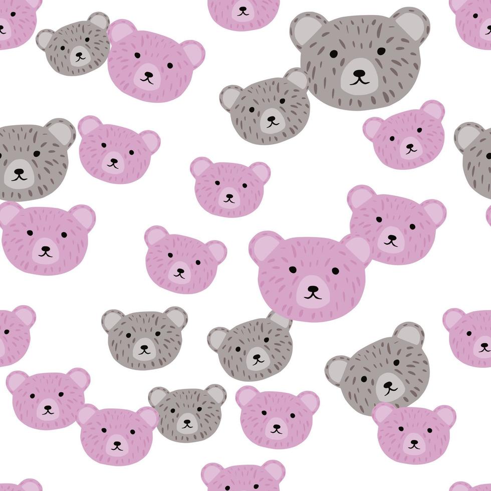 motif d'ours sans couture dans un style à main levée. tête d'animaux sur fond coloré. illustration vectorielle pour le textile. vecteur