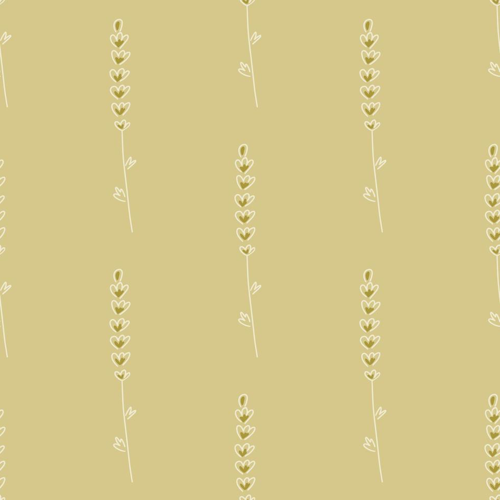 motif d'arôme sans couture à base de plantes avec ornement abstrait de branches de lavande. fond pastel beige. vecteur