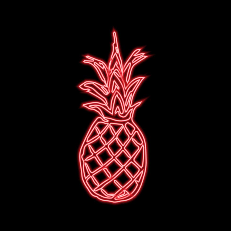 signe d'ananas au néon rouge. icône d'ananas au néon. illustration vectorielle vecteur