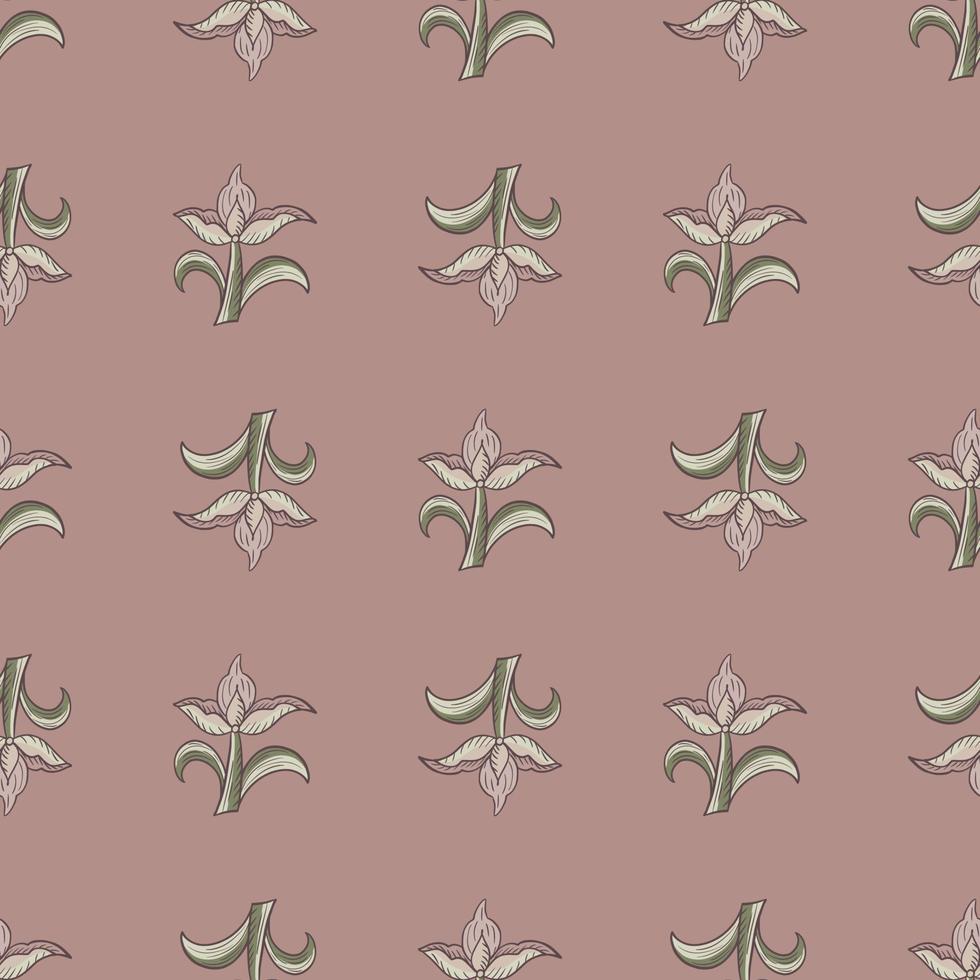 motif décoratif sans couture avec imprimé de fleurs de tulipes grises. fond rose. impression de saison printanière vintage. vecteur