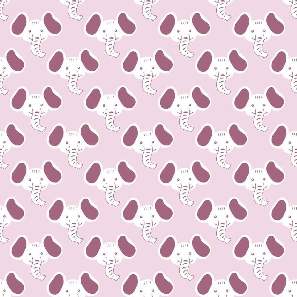 motif éléphant sans couture dans un style à main levée. tête d'animaux sur fond coloré. illustration vectorielle pour le textile. vecteur