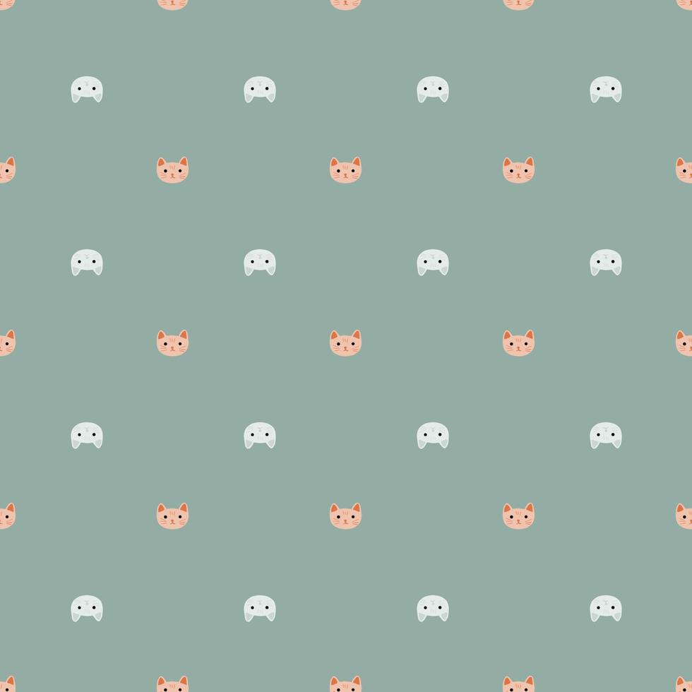 motif de chat sans couture dans un style à main levée. tête d'animaux sur fond coloré. illustration vectorielle pour le textile. vecteur