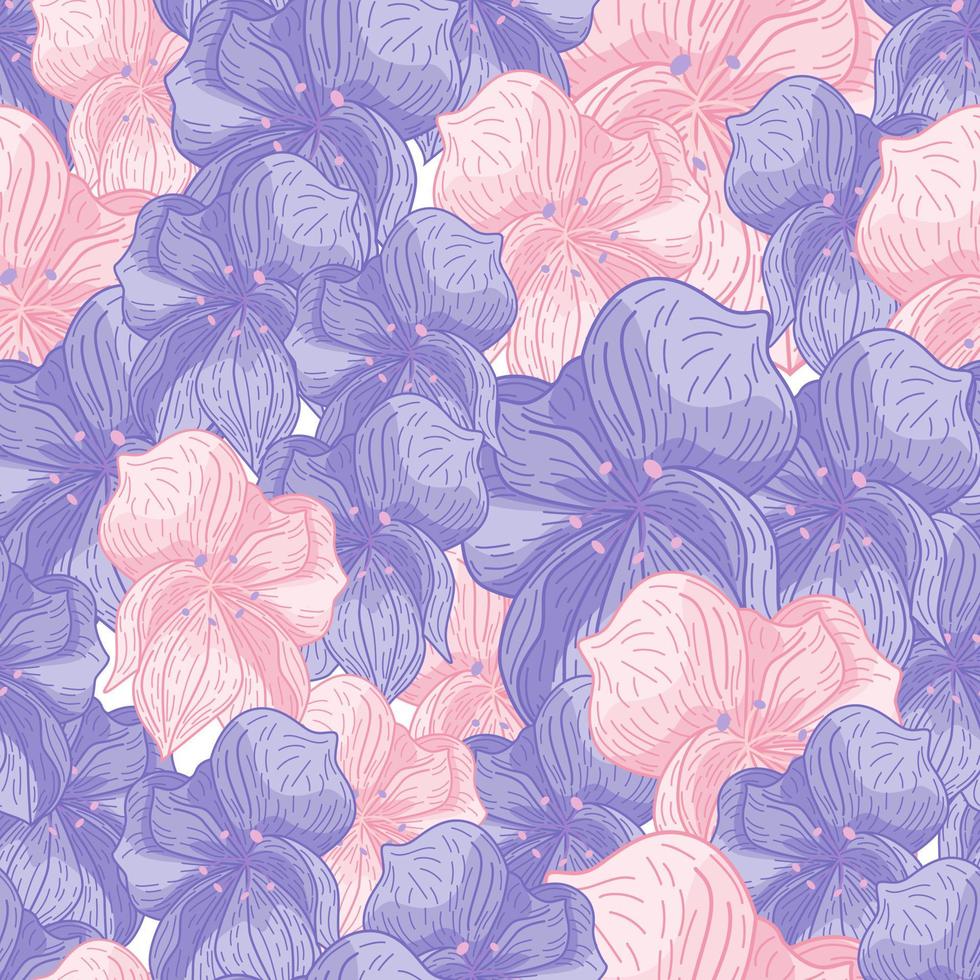 fleurs d'orchidées aux contours roses et bleus impriment un motif sans couture. toile de fond botanique florale. vecteur
