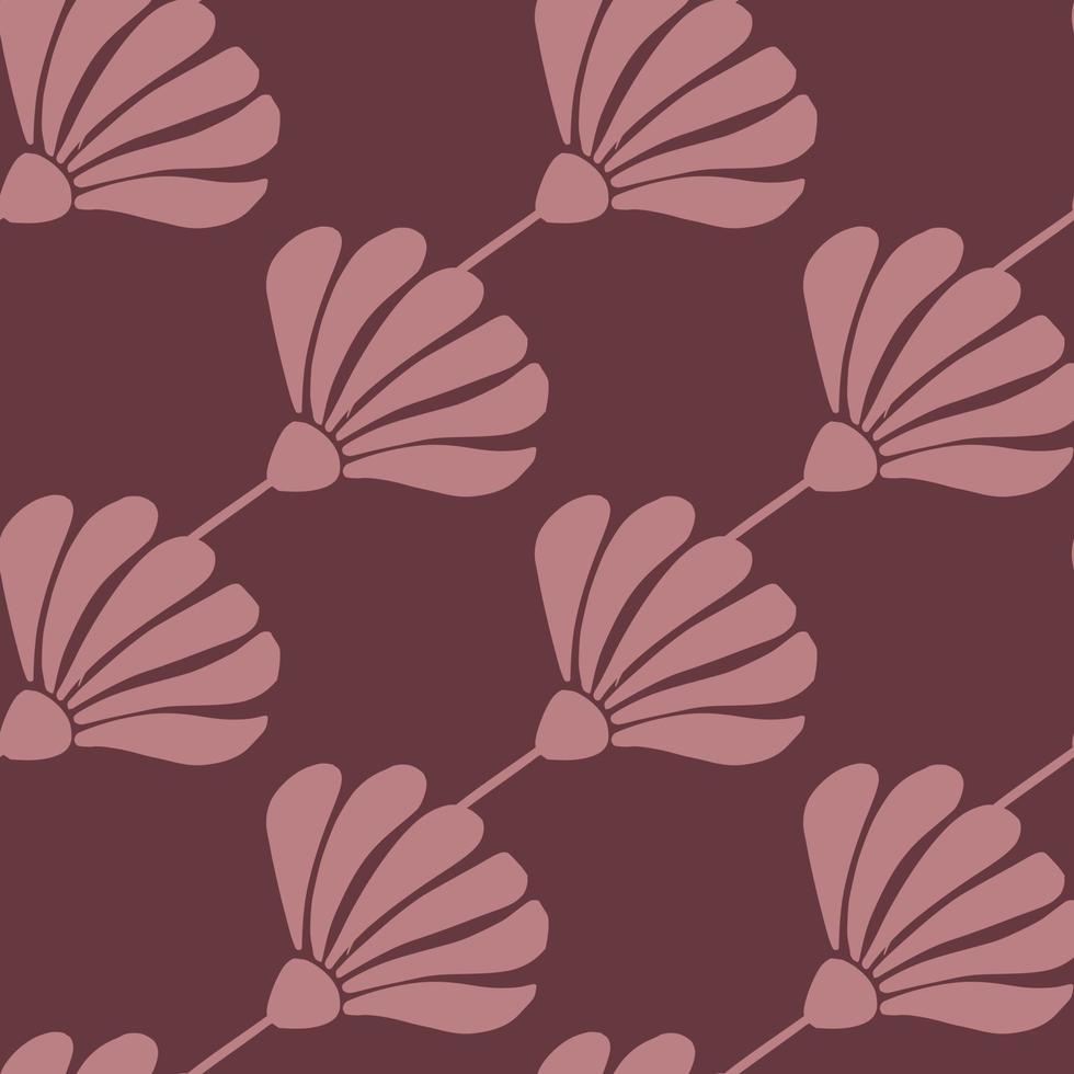 motif décoratif sans couture avec impression de silhouettes de fleurs vintage doodle. palette de couleur marron et rose. vecteur