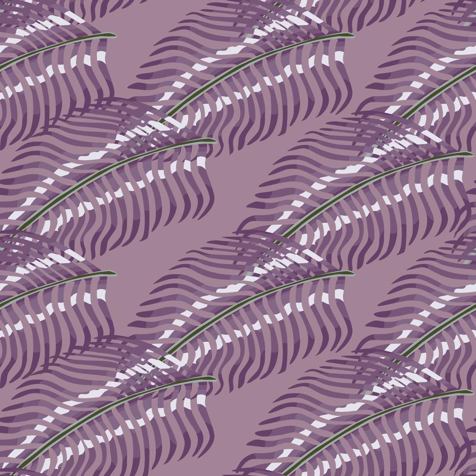 modèle sans couture de style jungle d'été dans des tons violets avec ornement de feuille de fougère doodle. impression simple. vecteur