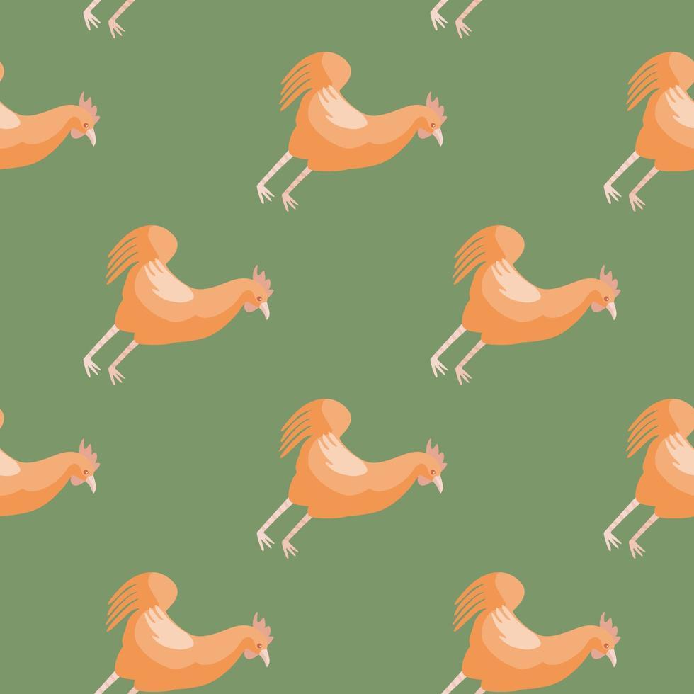 modèle sans couture de coq. animaux domestiques sur fond coloré. illustration vectorielle pour le textile. vecteur