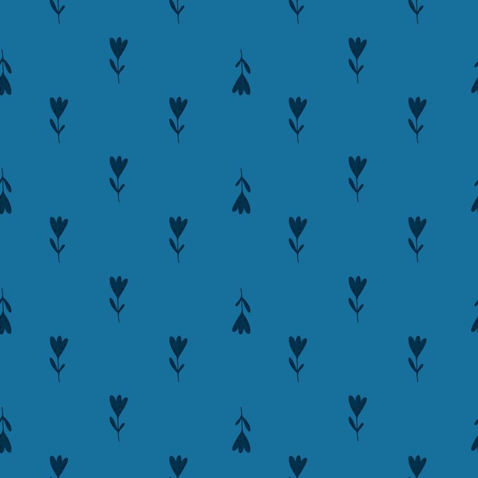 petit motif de doodle sans couture de fleurs de tulipe. fond bleu marine. oeuvre florale abstraite. vecteur