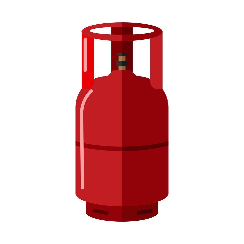 bouteille de gaz isolé sur fond blanc. bouteille de propane rouge avec conteneur d'icône de poignée dans un style plat. stockage de carburant contemporain en bidon vecteur
