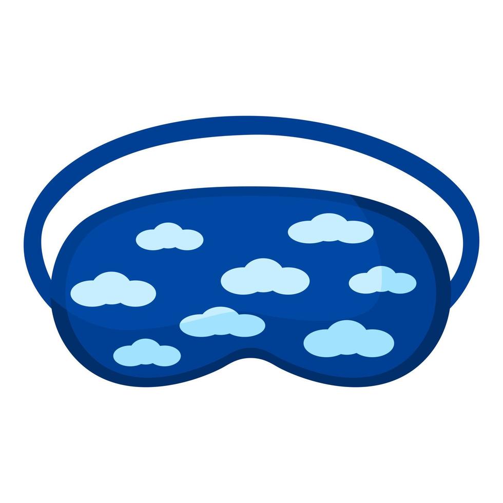 masque de sommeil bleu avec motif nuage sur fond blanc. masque facial pour dormir humain isolé dans un style plat. vecteur