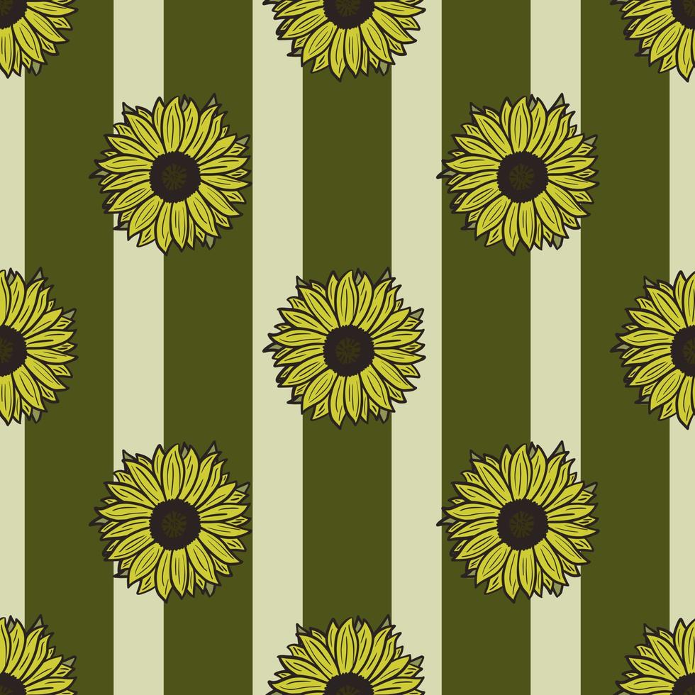 fond de bande verte de tournesols modèle sans couture. belle texture avec tournesol et feuilles. vecteur