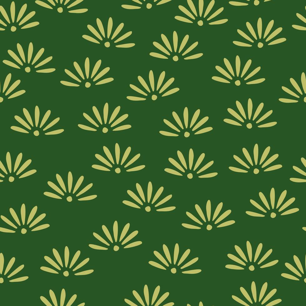 motif botanique simple décoratif avec ornement de fleurs de marguerite. fond vert. oeuvre aléatoire. vecteur