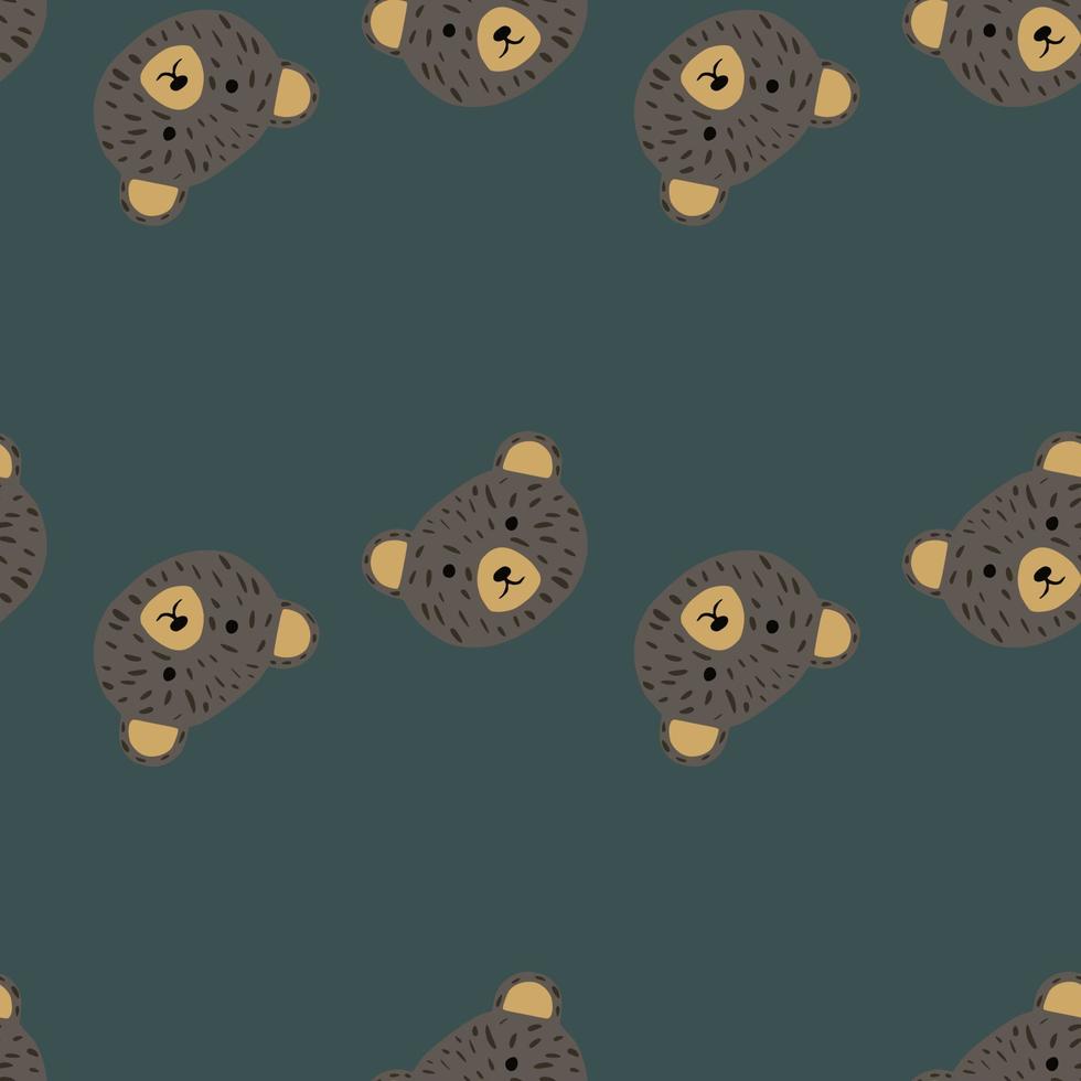 motif d'ours sans couture dans un style à main levée. tête d'animaux sur fond coloré. illustration vectorielle pour le textile. vecteur