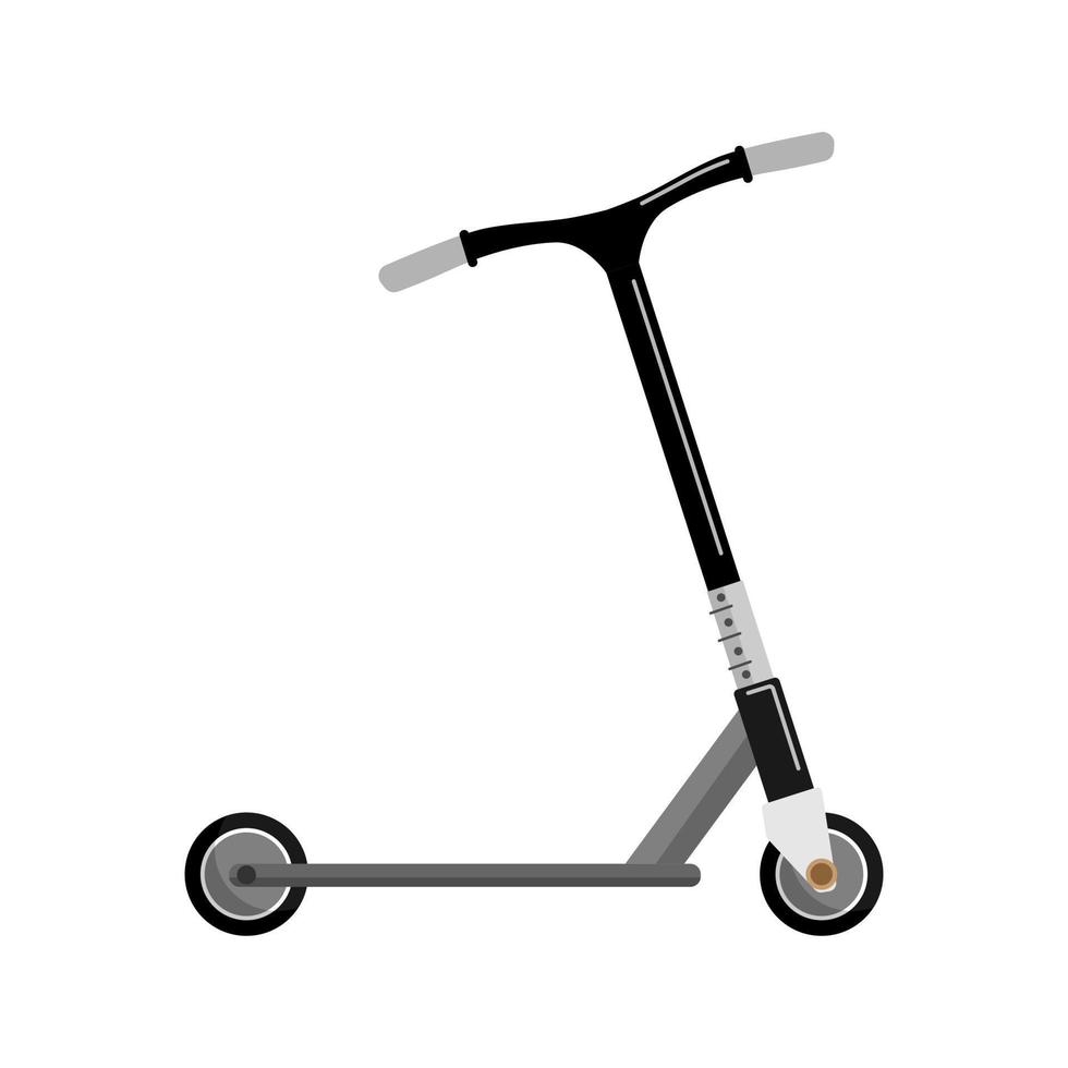 astuce scooter isolé sur fond blanc. kick scooter transport dans un style plat. vecteur