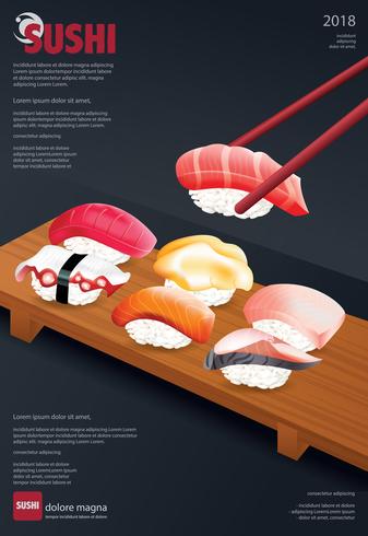 Affiche d&#39;illustration vectorielle Restaurant Sushi vecteur