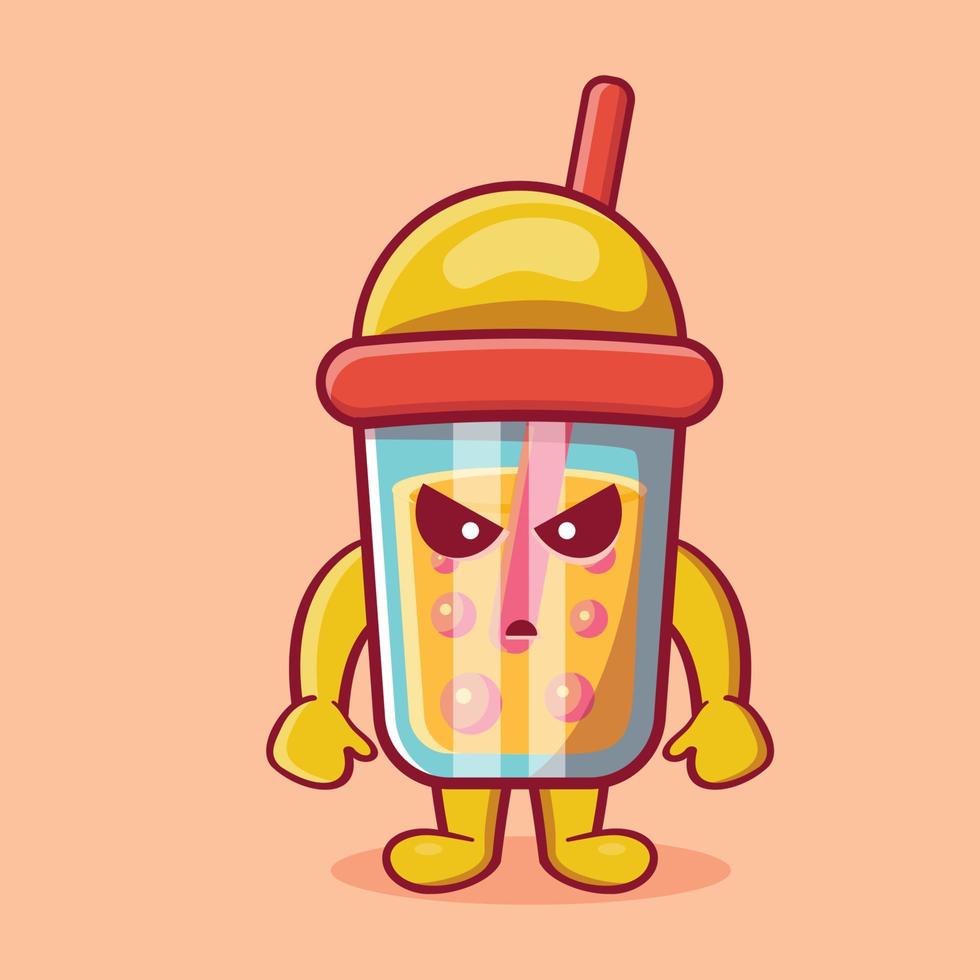 mascotte de personnage de boisson de thé à bulles folles dessin animé isolé dans un style plat vecteur