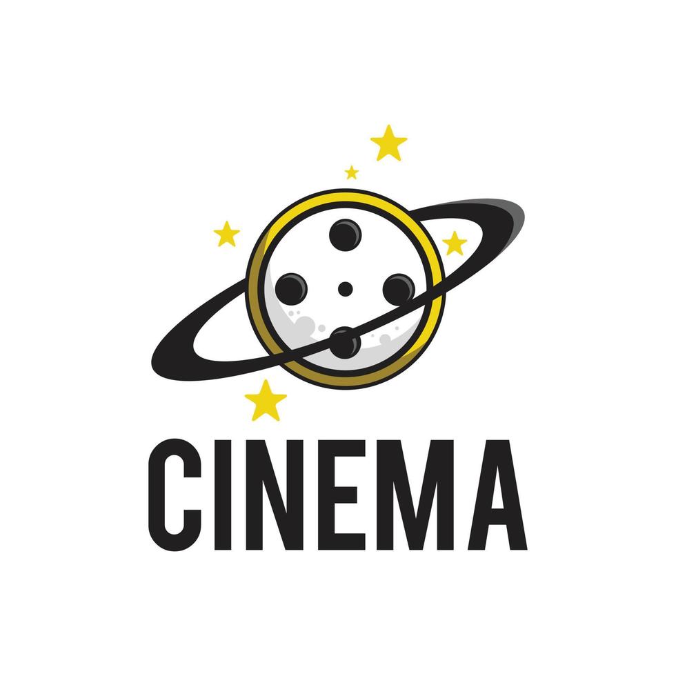 concept de design moderne de logo de cinéma vecteur