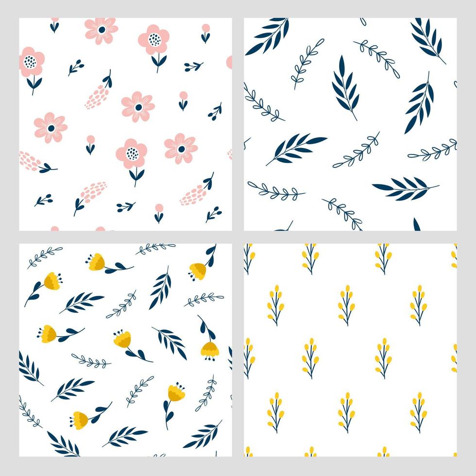 modèle sans couture sertie de fleurs. conception pour l'impression de tissu. illustration vectorielle vecteur