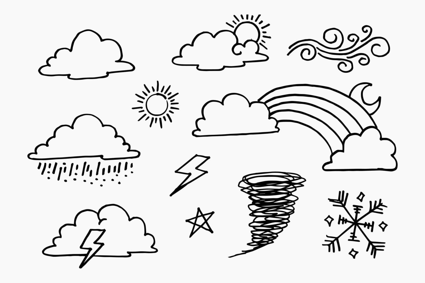 ensemble vectoriel d'éléments de doodle météo, à des fins de conception