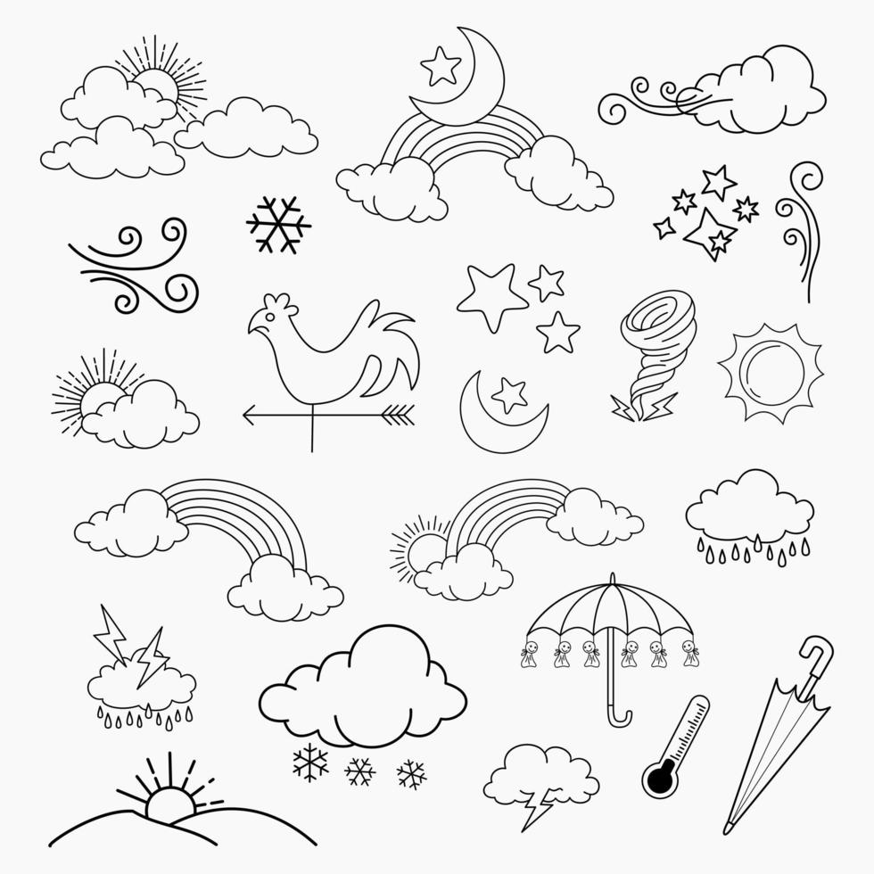 ensemble vectoriel d'éléments de doodle météo, à des fins de conception