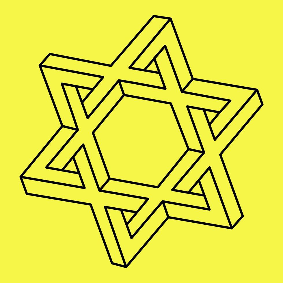 forme illusoire. boucle infinie géométrique 3d. modèles de logo abstrait vectoriel perspective impossible. étoile abstraite.