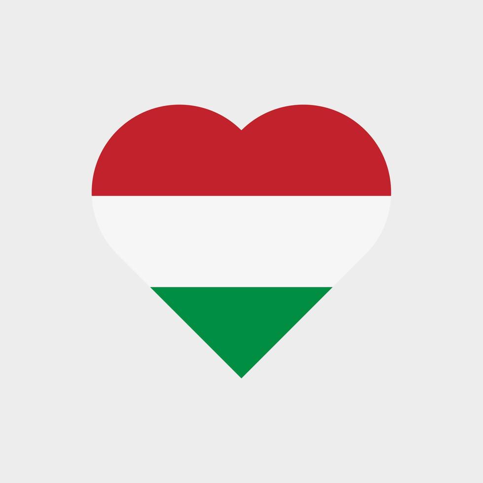 le drapeau de la hongrie en forme de coeur. icône de vecteur de drapeau hongrois isolé sur fond blanc